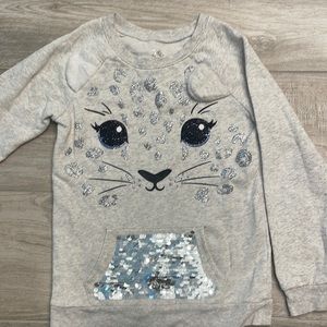 Girls justice snow leopard flip sequin sweatshirt size 10
